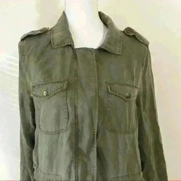 Max Jeans Olive Green Tencel Military Style Zip Jacket - Picture 2 of 14